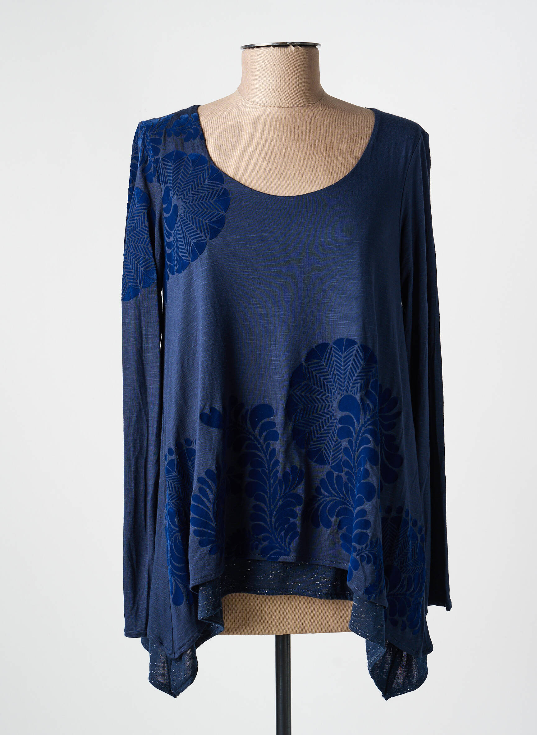 Tunique manches longues col rond bleu DESIGUAL femme