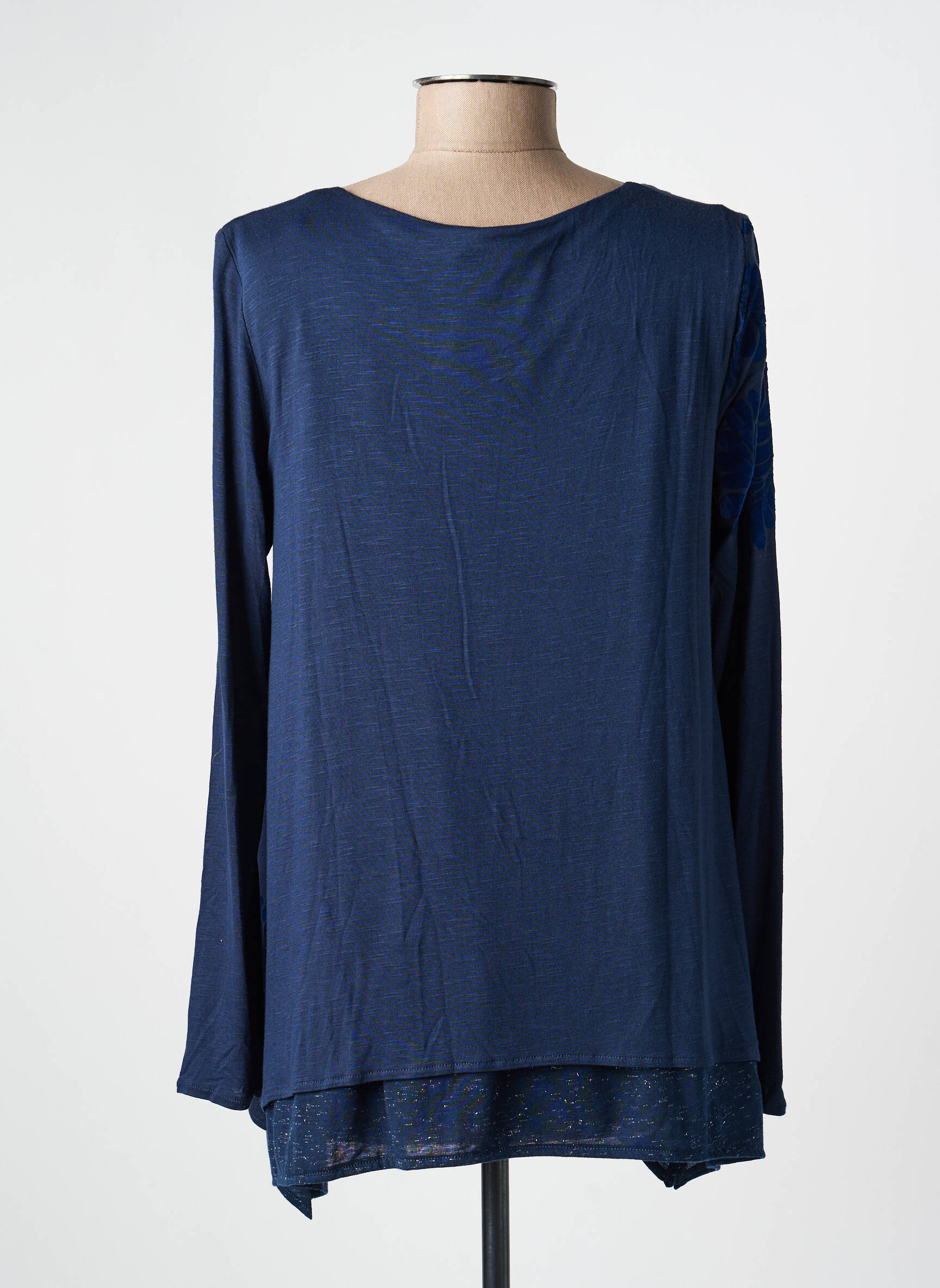 Tunique manches longues col rond bleu DESIGUAL femme