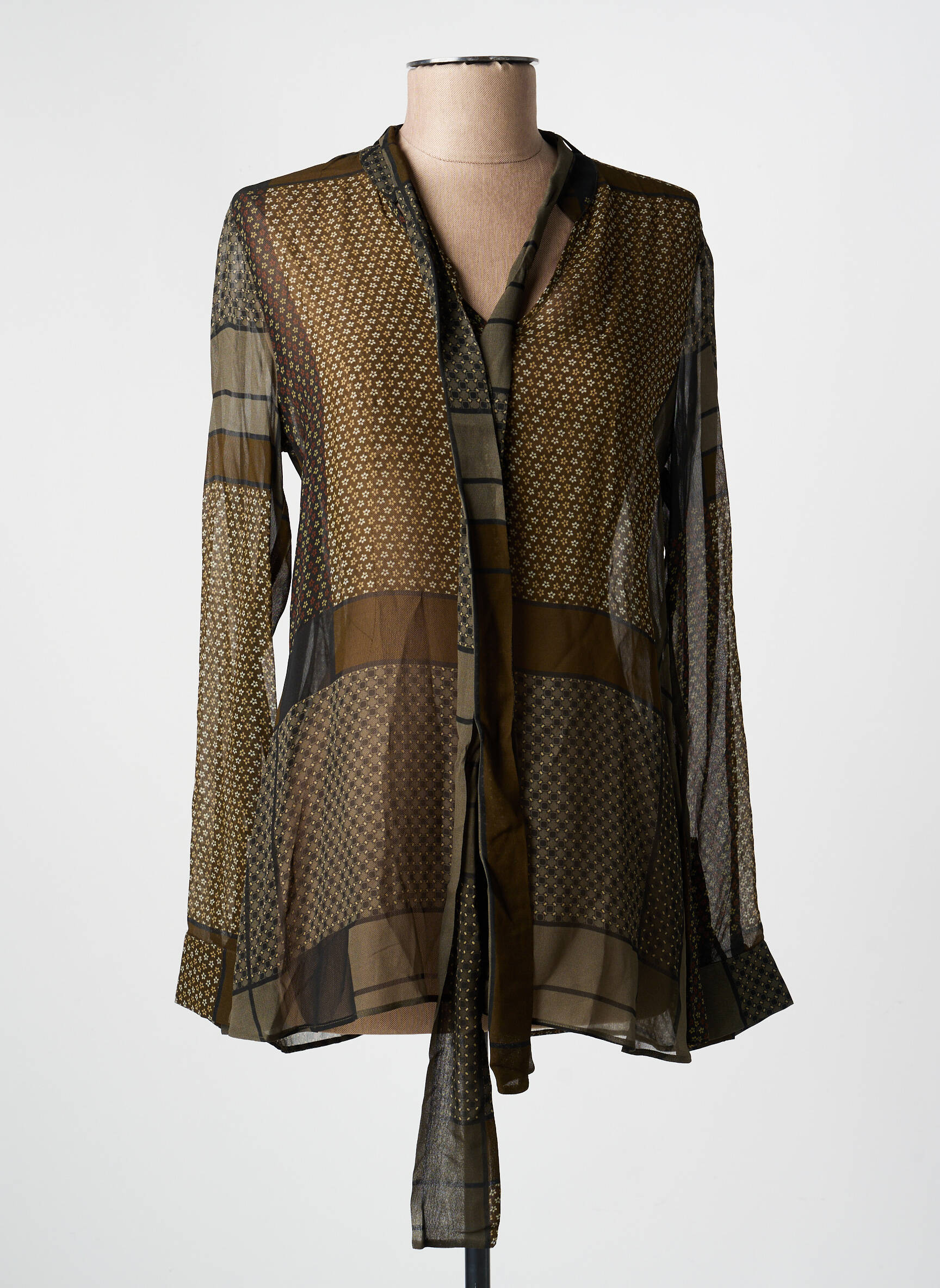 Gilet manches longues col v vert 0039 ITALY femme