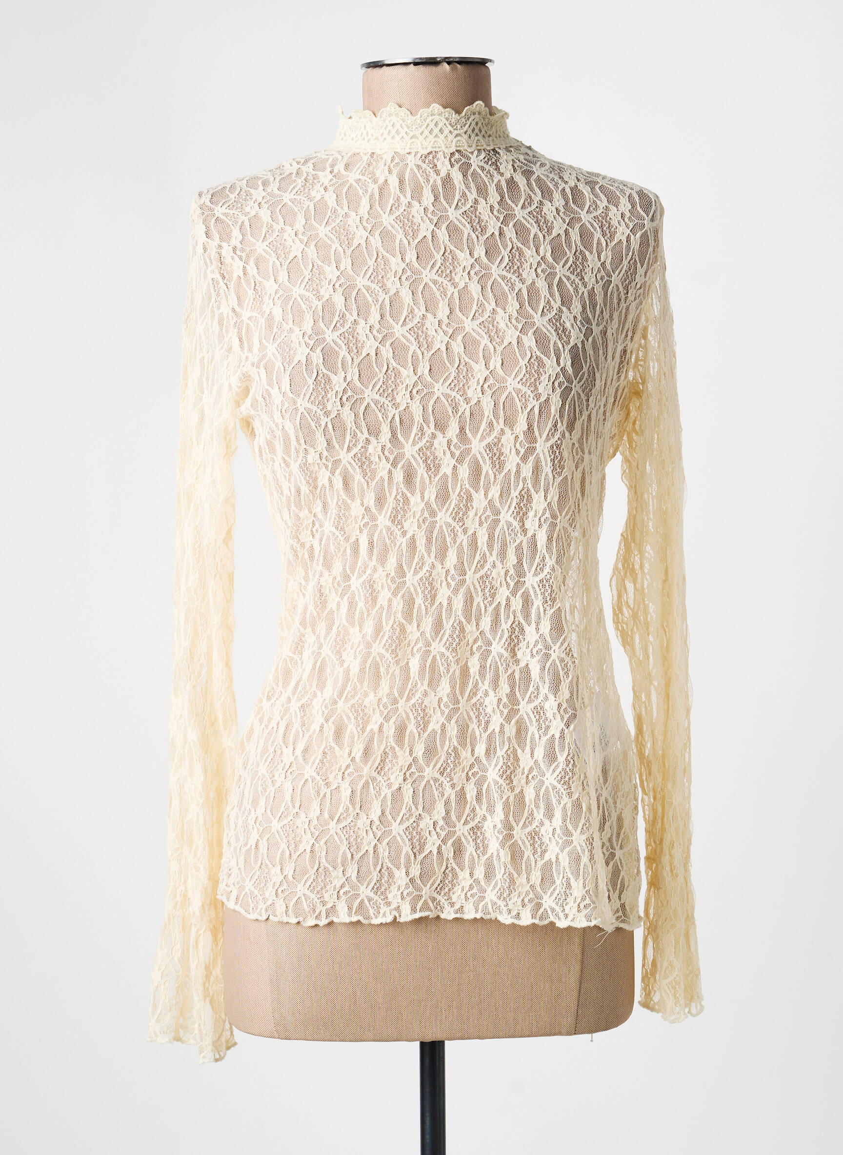 Top stretch manches longues beige NÜ femme