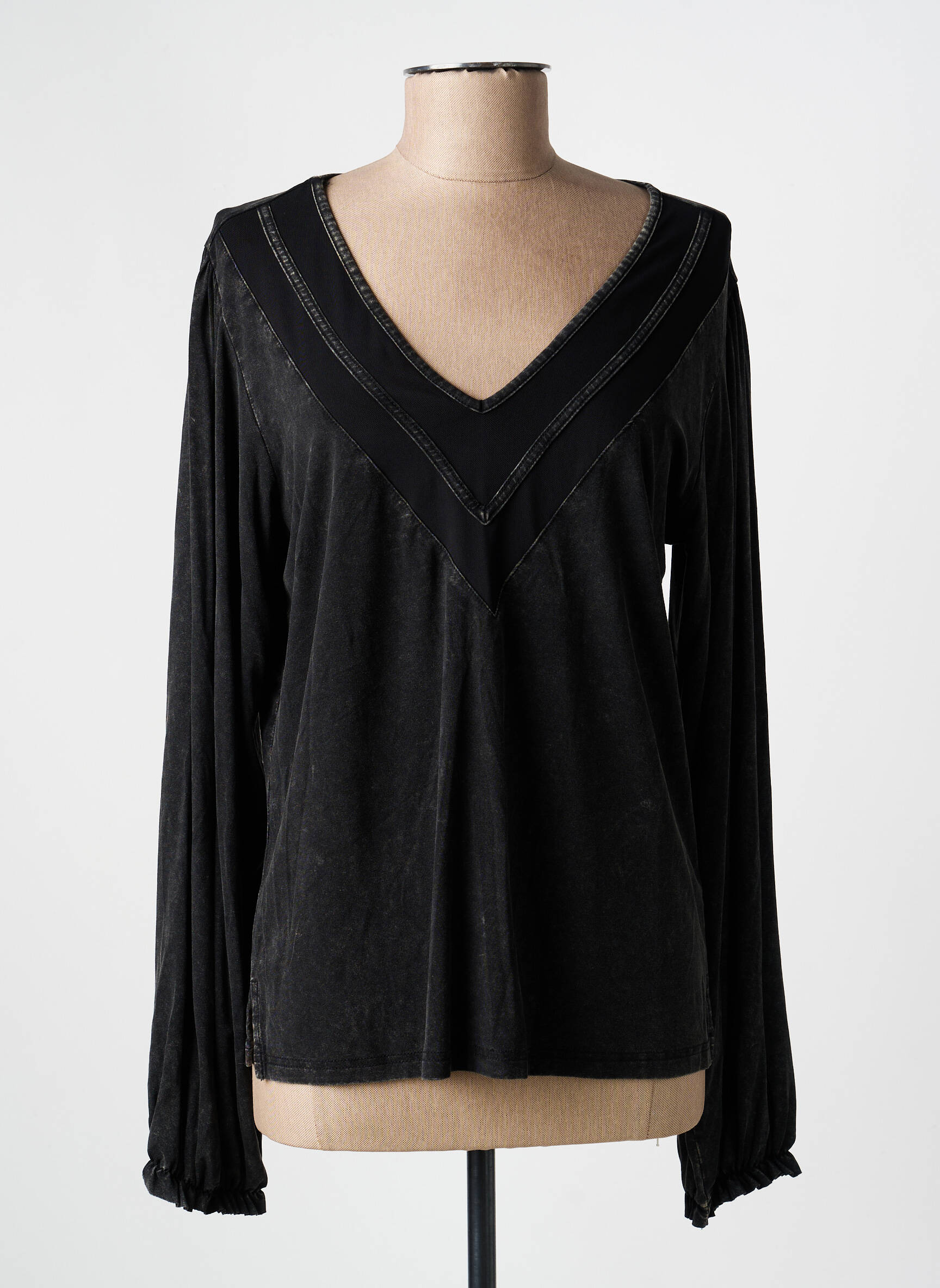Top stretch manches longues gris NÜ femme