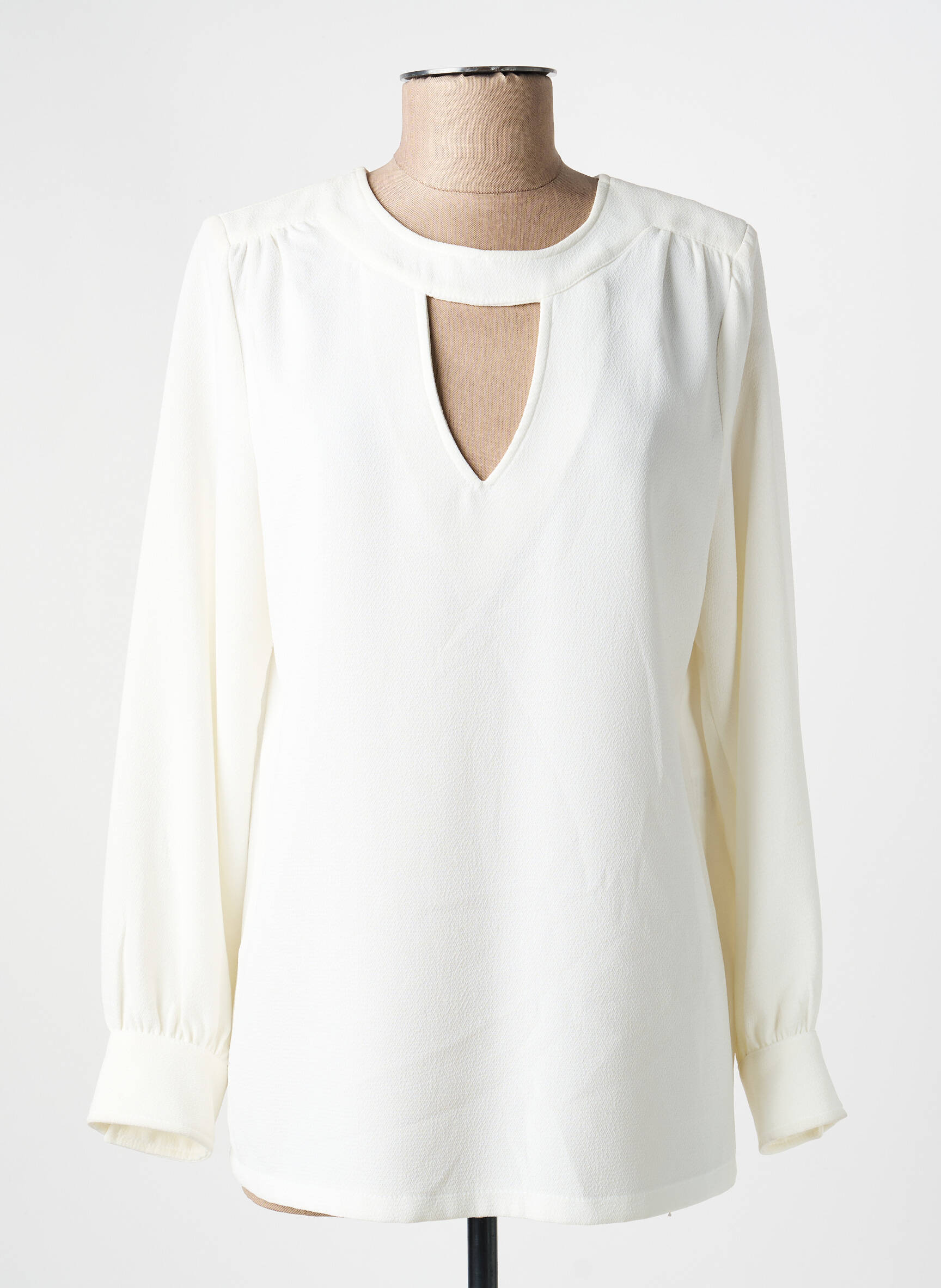 Top tissage crêpe manches longues beige LA PETITE FRANCAISE femme