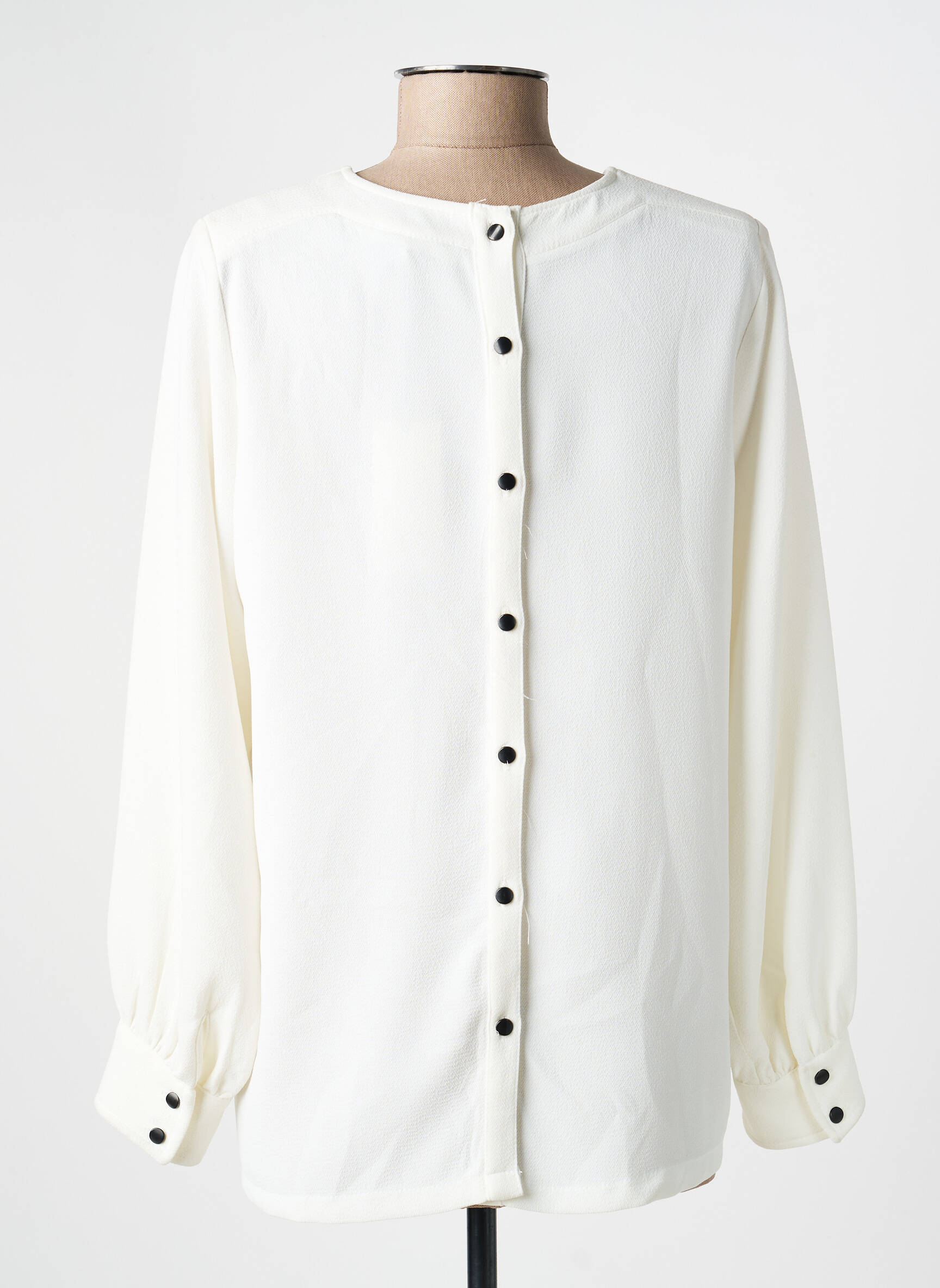 Top tissage crêpe manches longues beige LA PETITE FRANCAISE femme