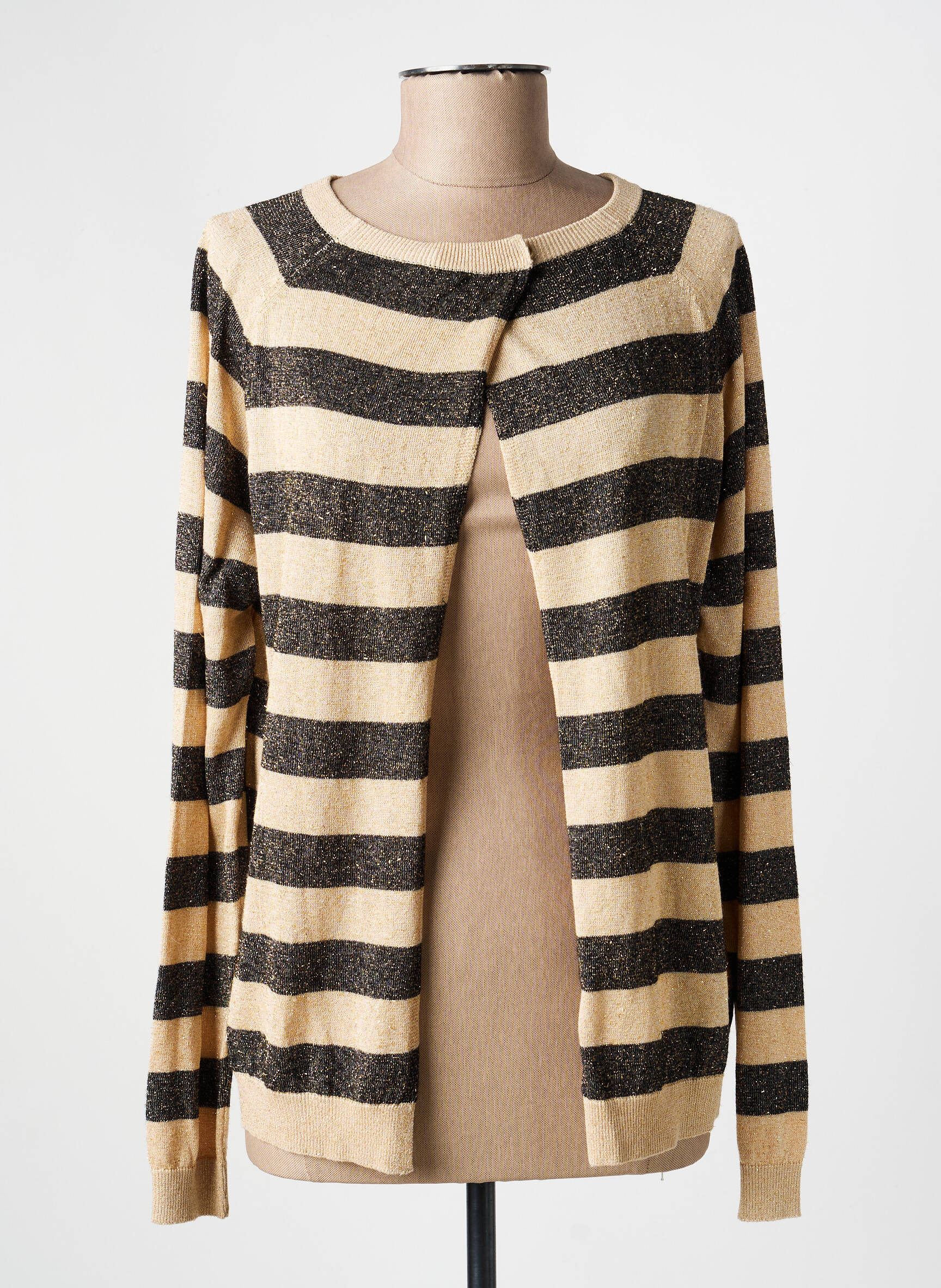 Gilet manches longues col rond beige GAUDI femme