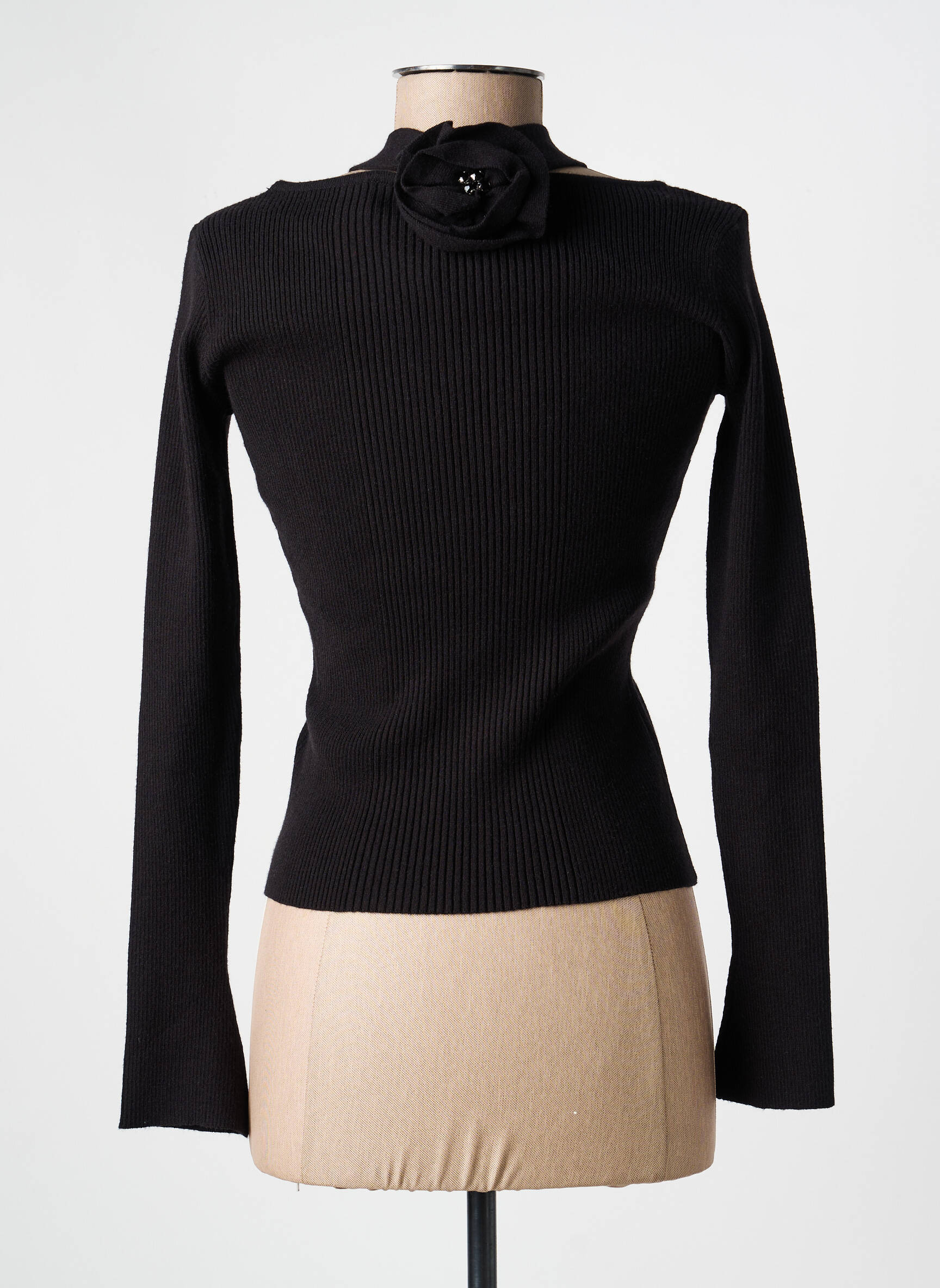 Gilet manches longues col rond noir GAUDI femme