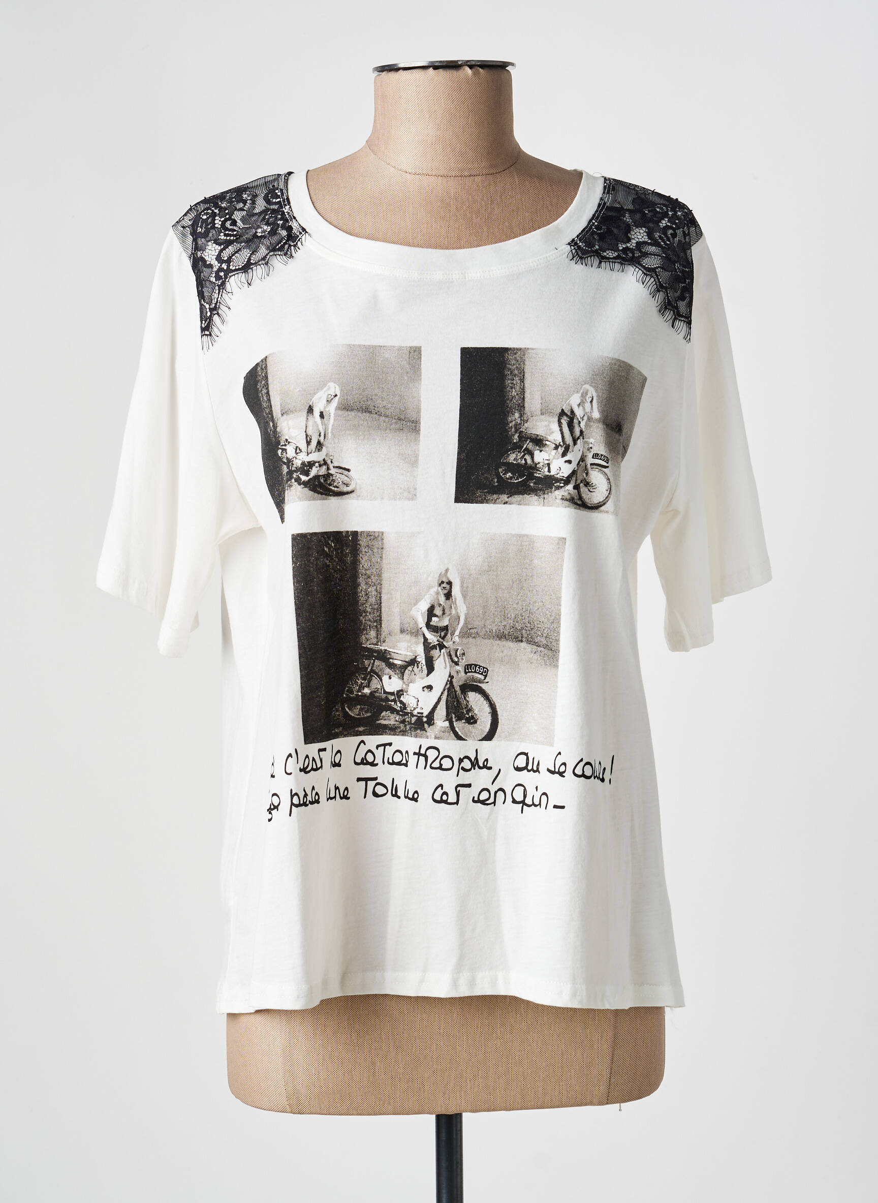 T-shirt imprimé fantaisie manches courtes blanc BRIGITTE BARDOT femme