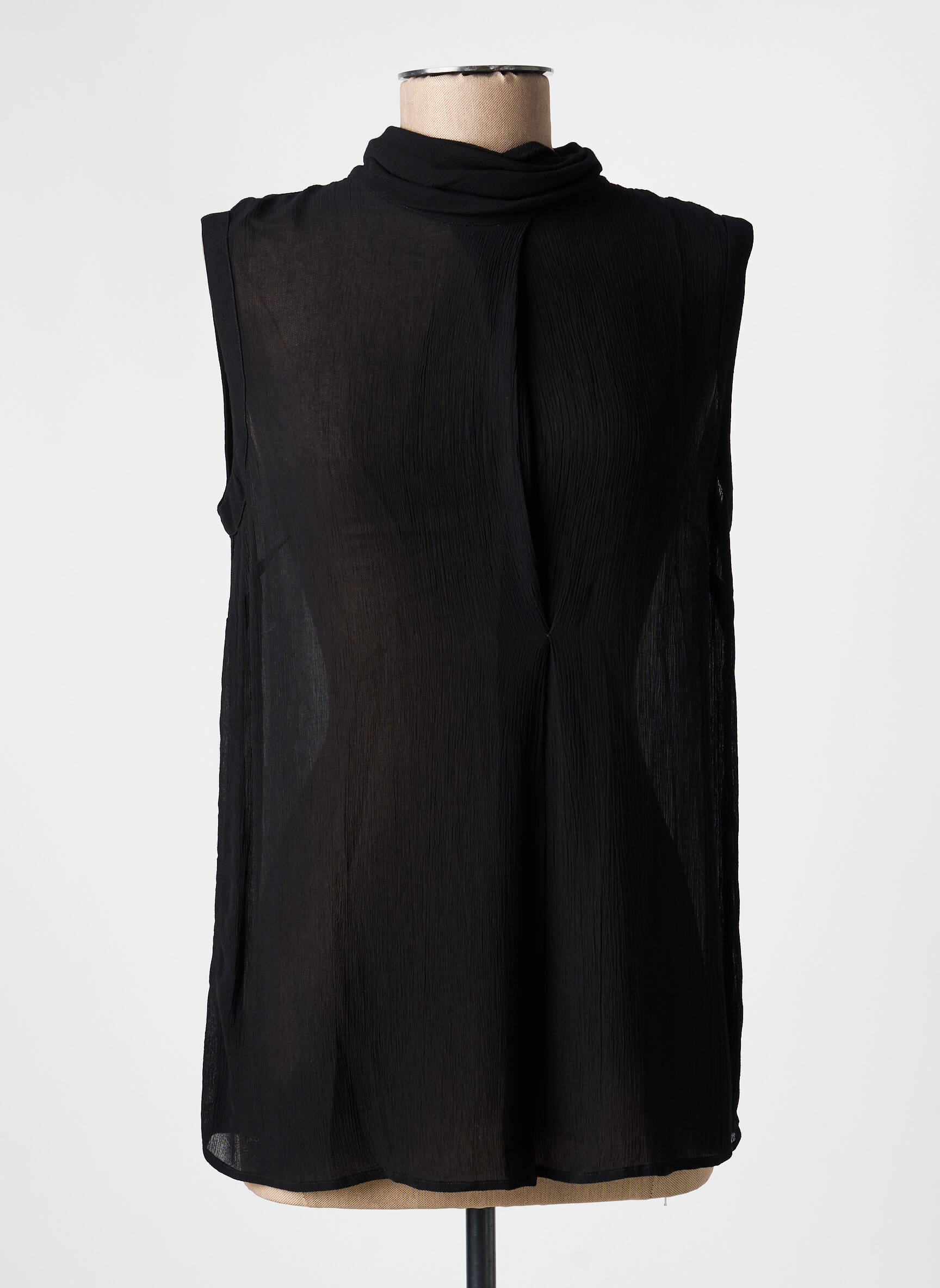 Top tissage crêpe sans manche noir 0039 ITALY femme