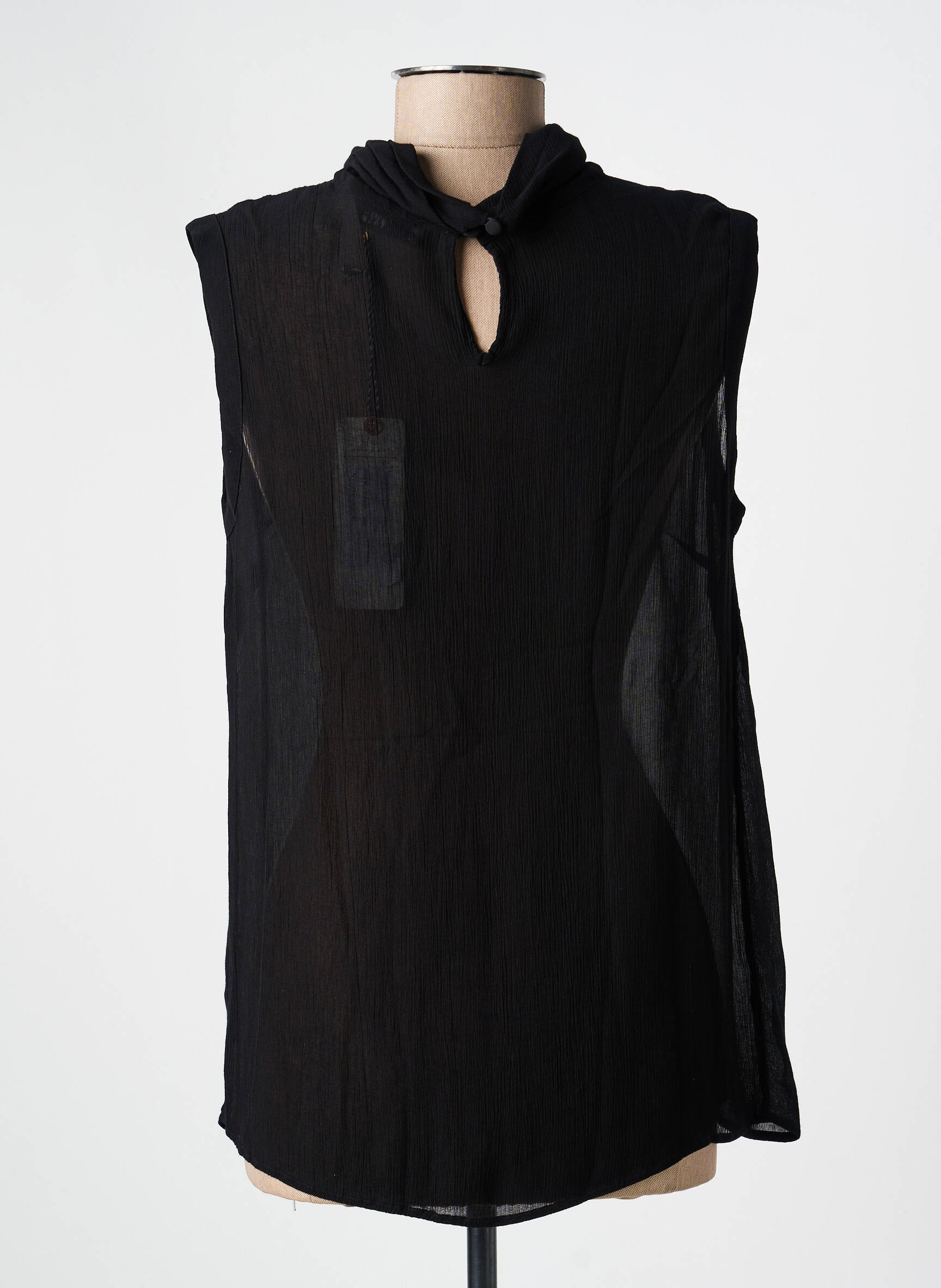 Top tissage crêpe sans manche noir 0039 ITALY femme