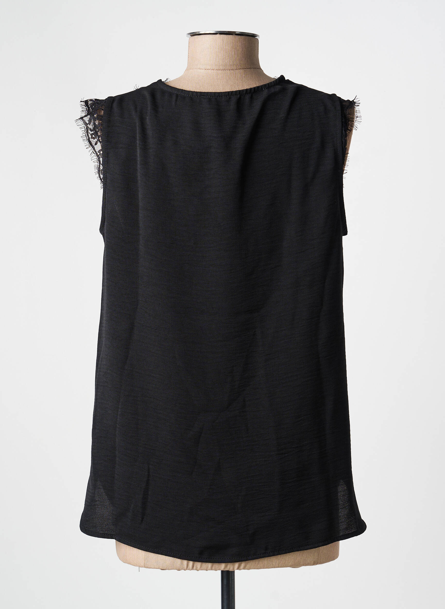 Top coupe fluide sans manche noir TINTA femme