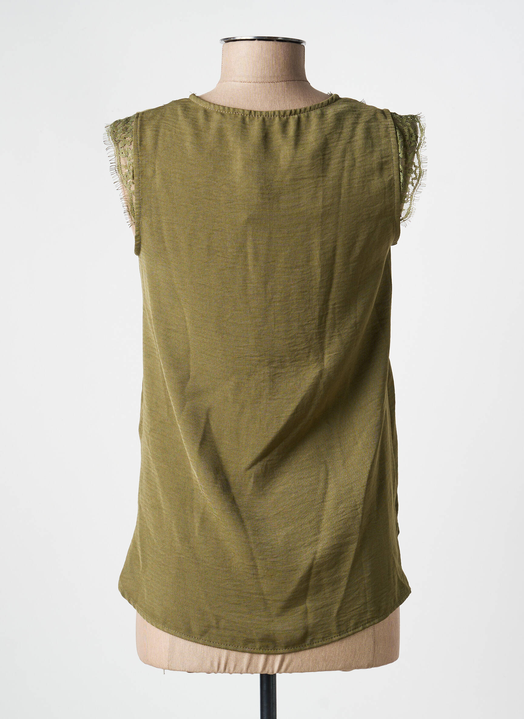 Top coupe fluide sans manche vert TINTA femme