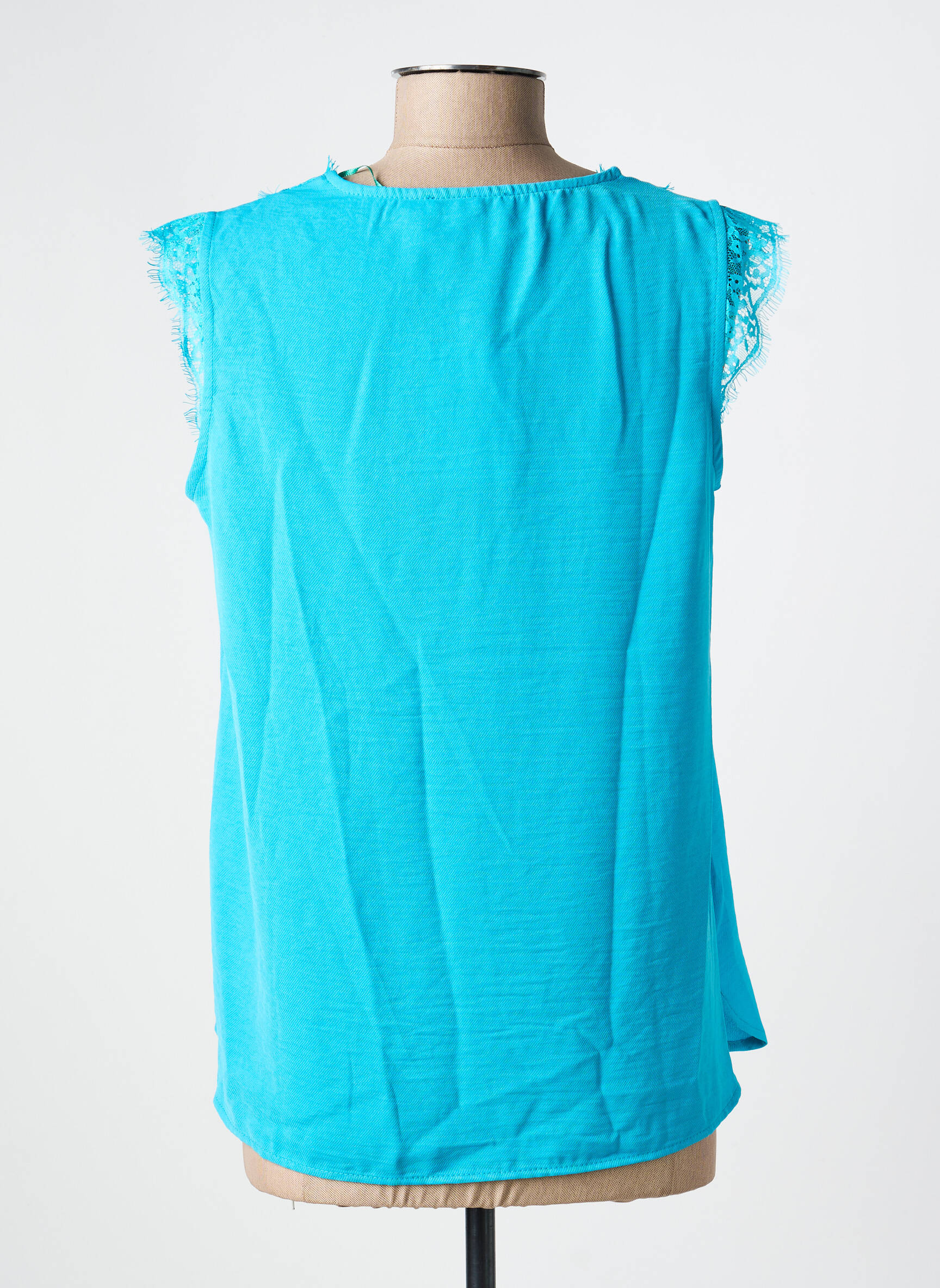 Top coupe fluide sans manche bleu TINTA femme