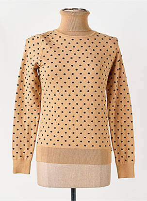 Pull col roulé coupe ajustée manches longues beige ARTIGLI femme
