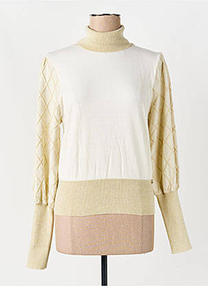Pull col roulé coupe droite manches longues beige ARTIGLI femme
