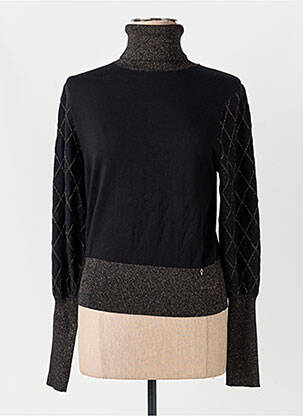Pull col roulé coupe droite manches longues noir ARTIGLI femme