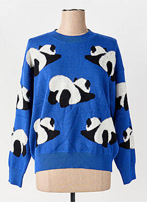 Pull coupe droite manches longues bleu ZOE femme