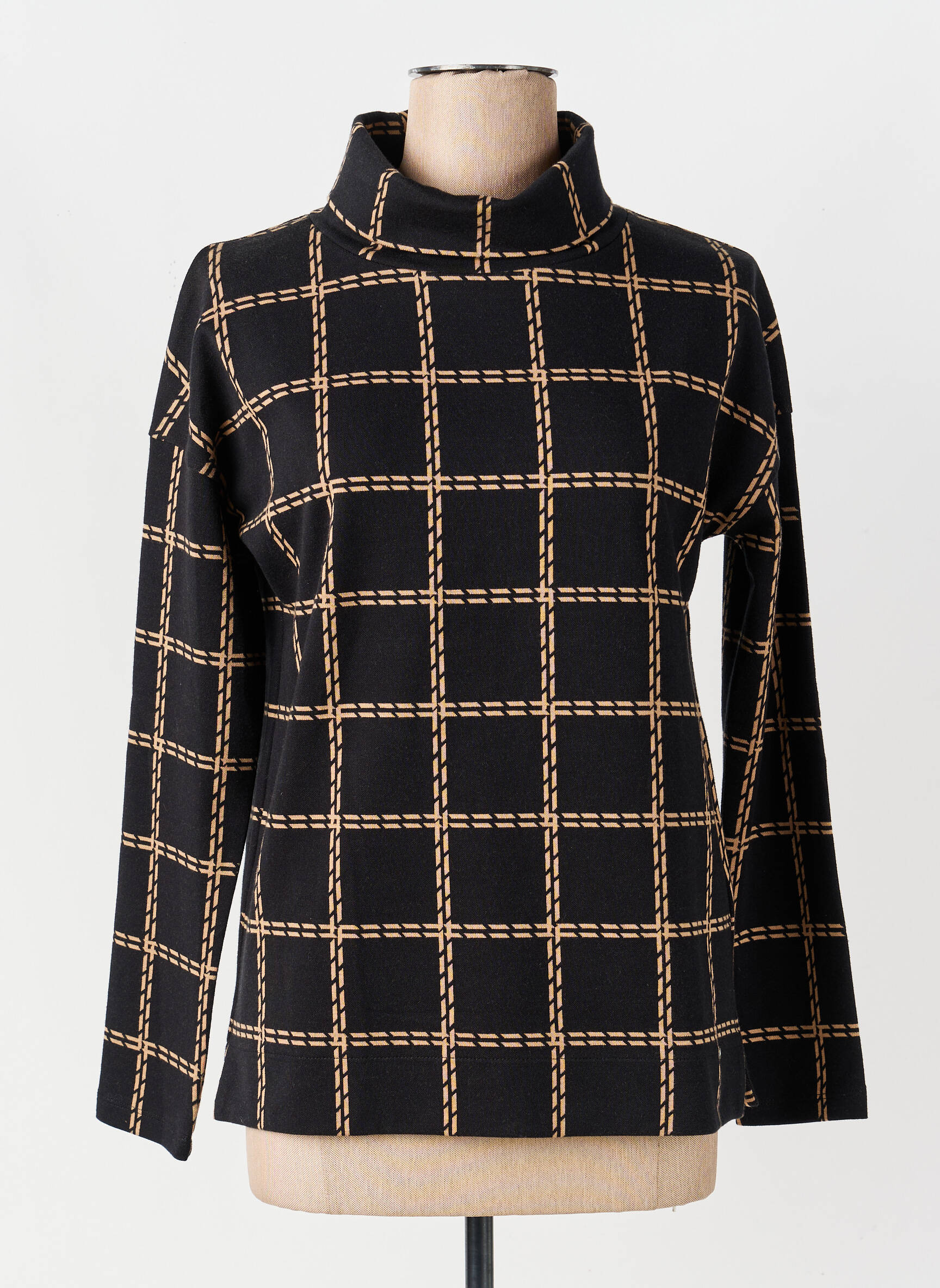 Pull col roulé coupe droite manches longues noir GERRY WEBER femme