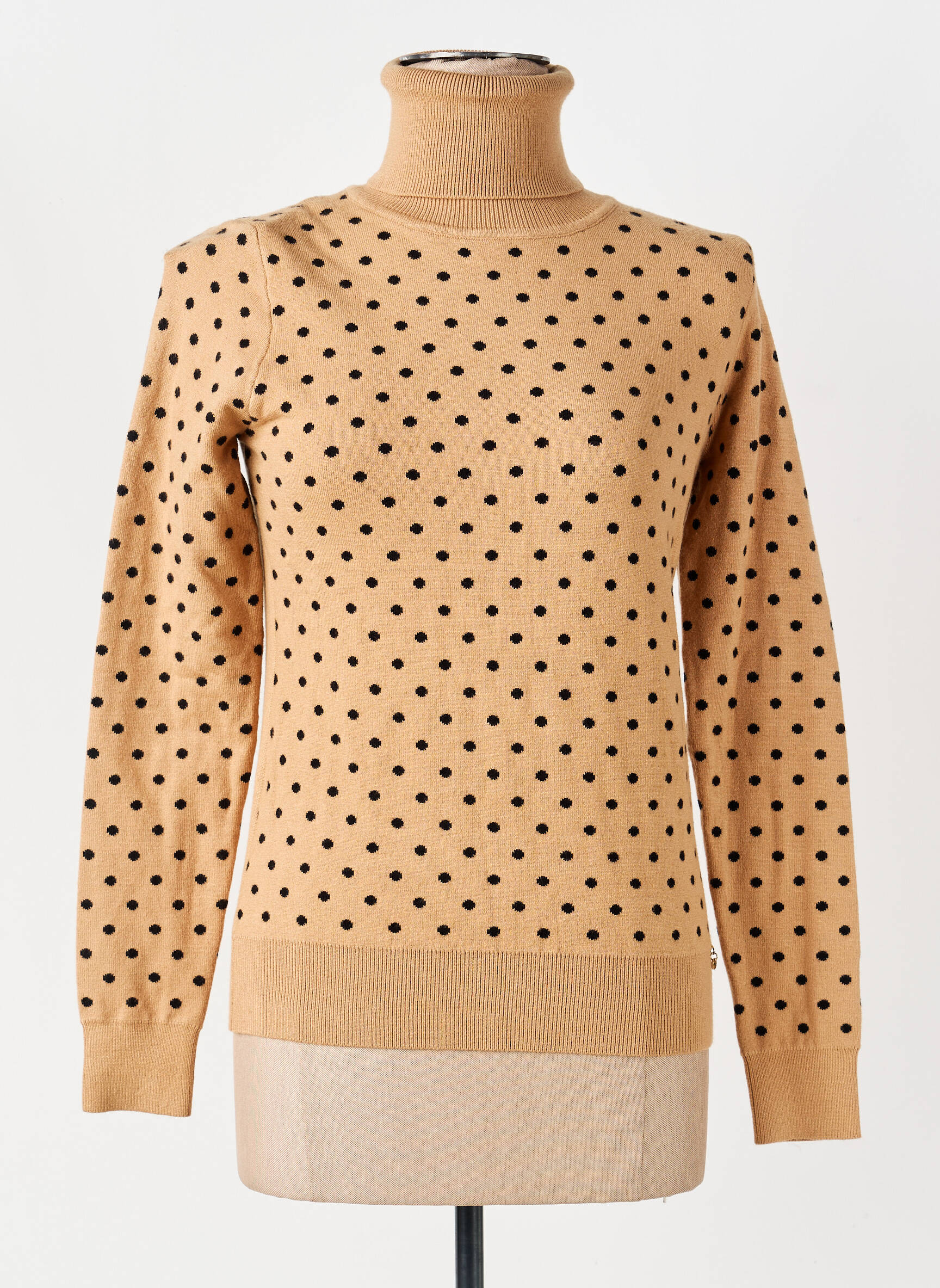 Pull col roulé coupe ajustée manches longues beige ARTIGLI femme