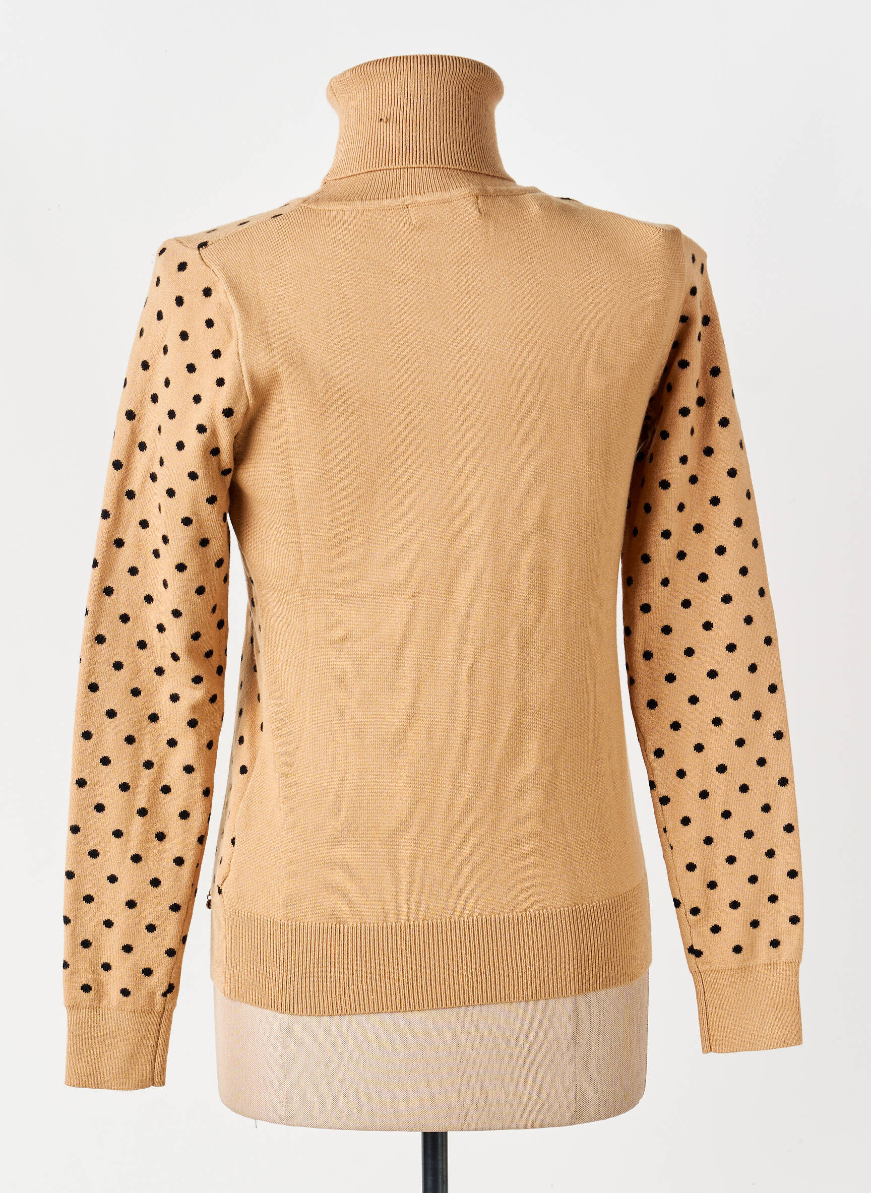 Pull col roulé coupe ajustée manches longues beige ARTIGLI femme