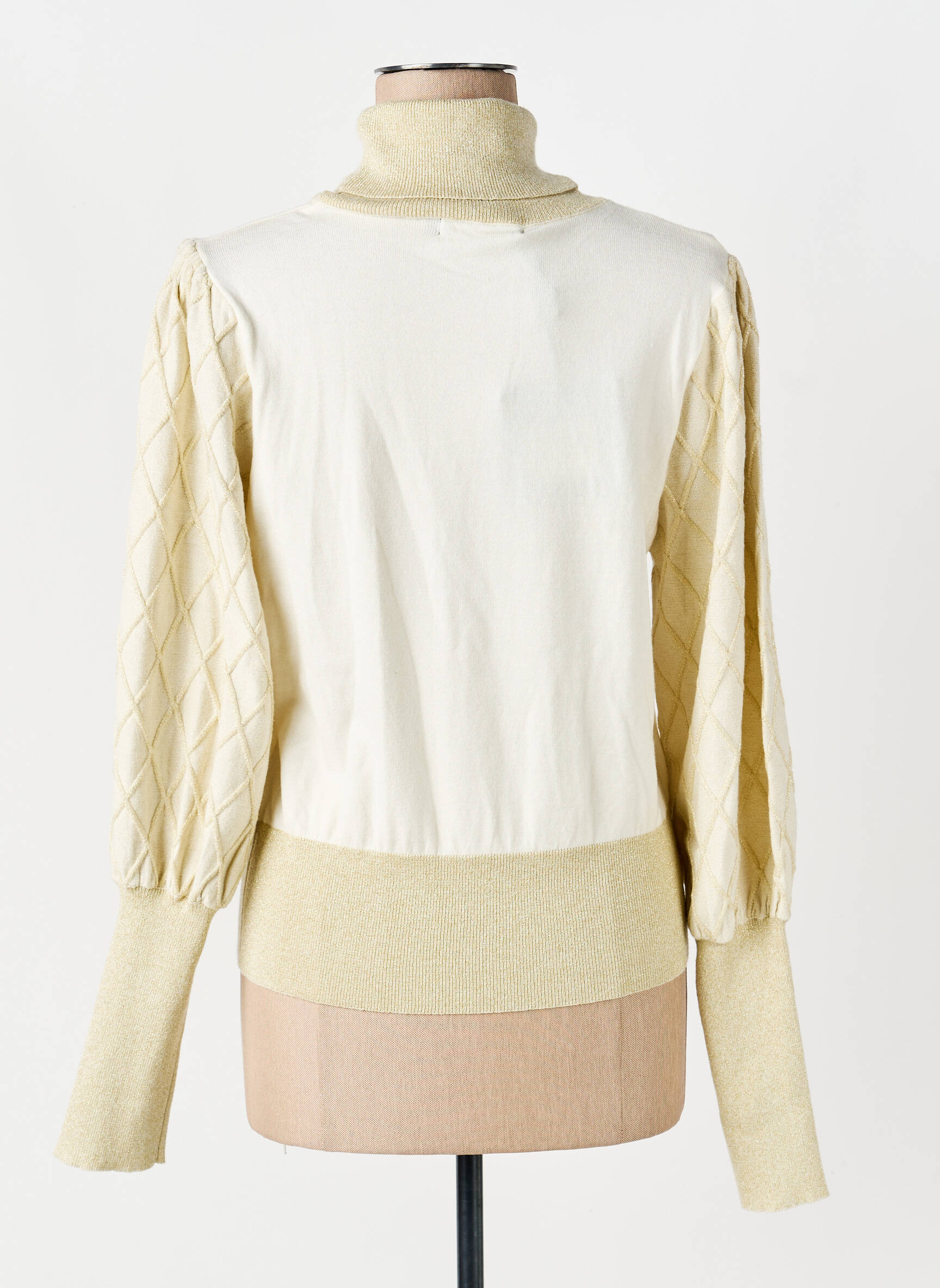 Pull col roulé coupe droite manches longues beige ARTIGLI femme