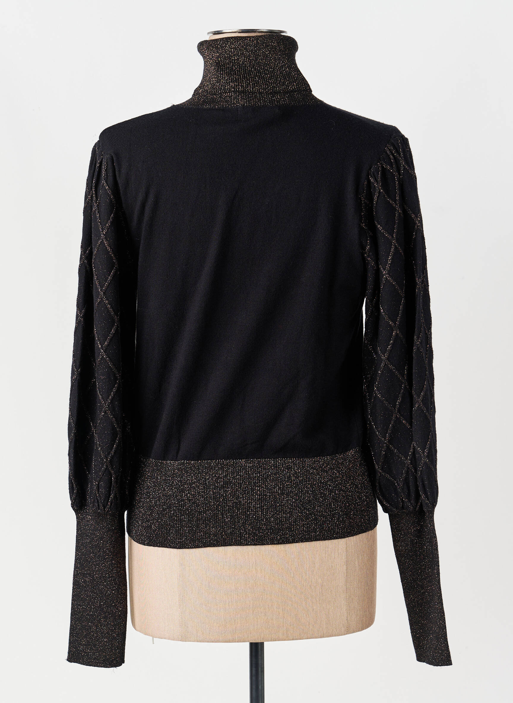 Pull col roulé coupe droite manches longues noir ARTIGLI femme