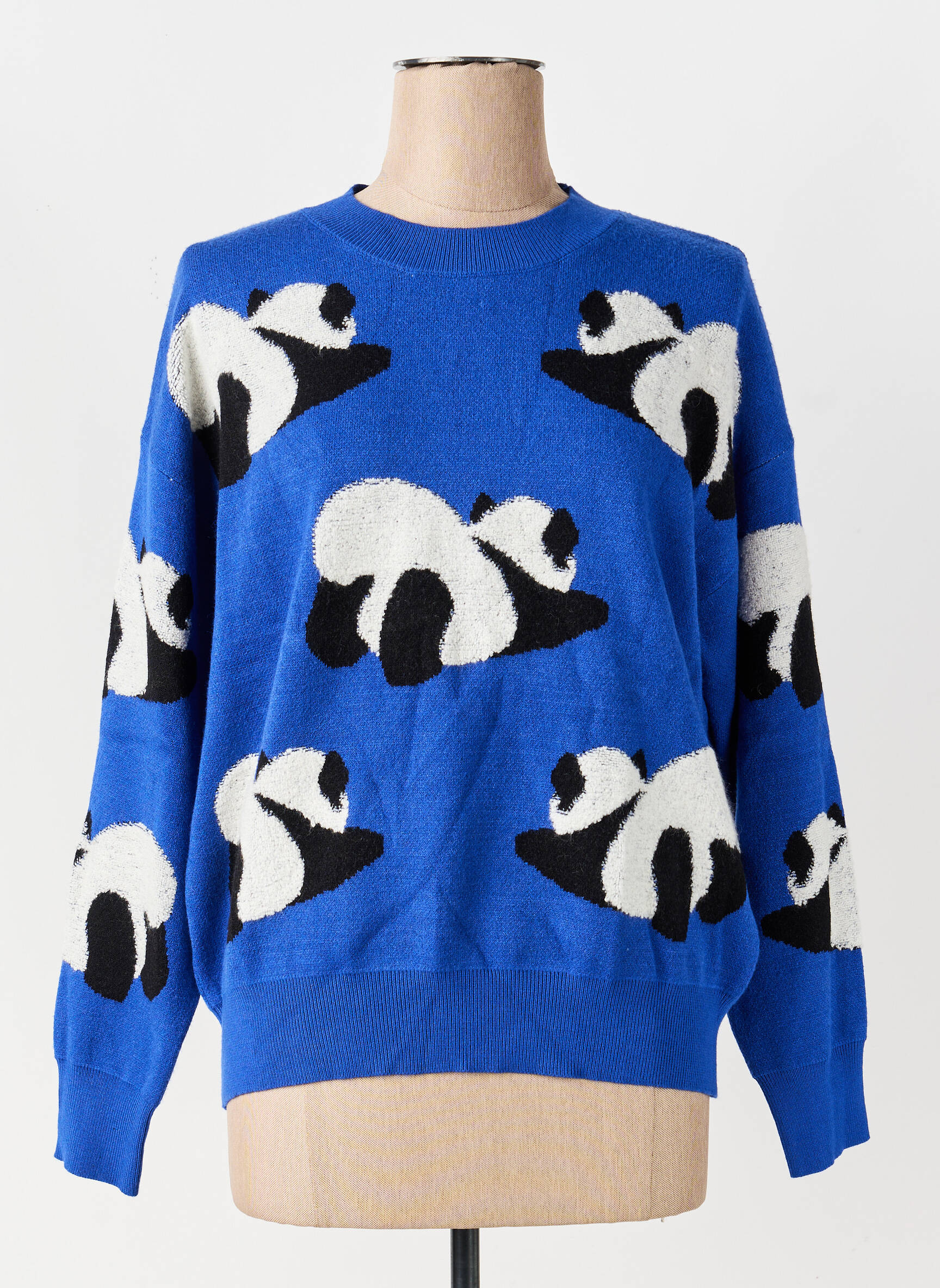 Pull coupe droite manches longues bleu ZOE femme