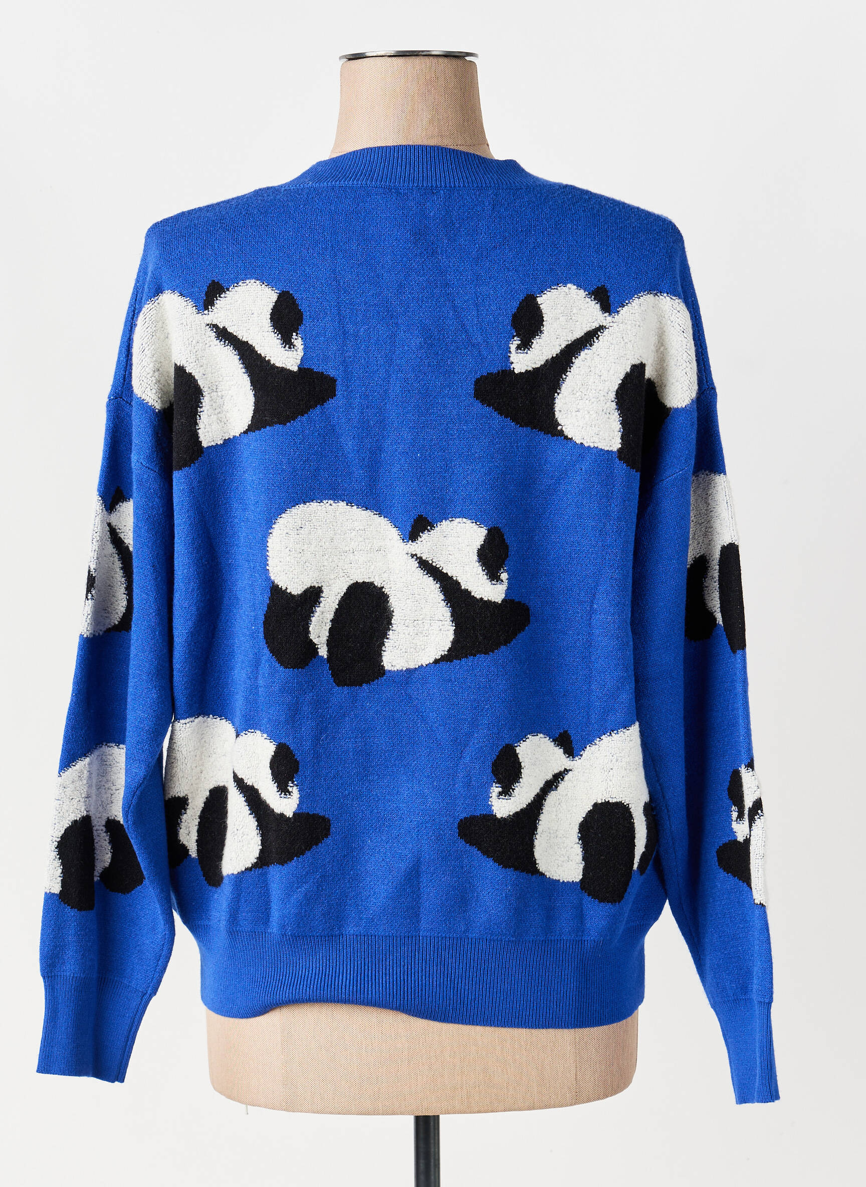 Pull coupe droite manches longues bleu ZOE femme