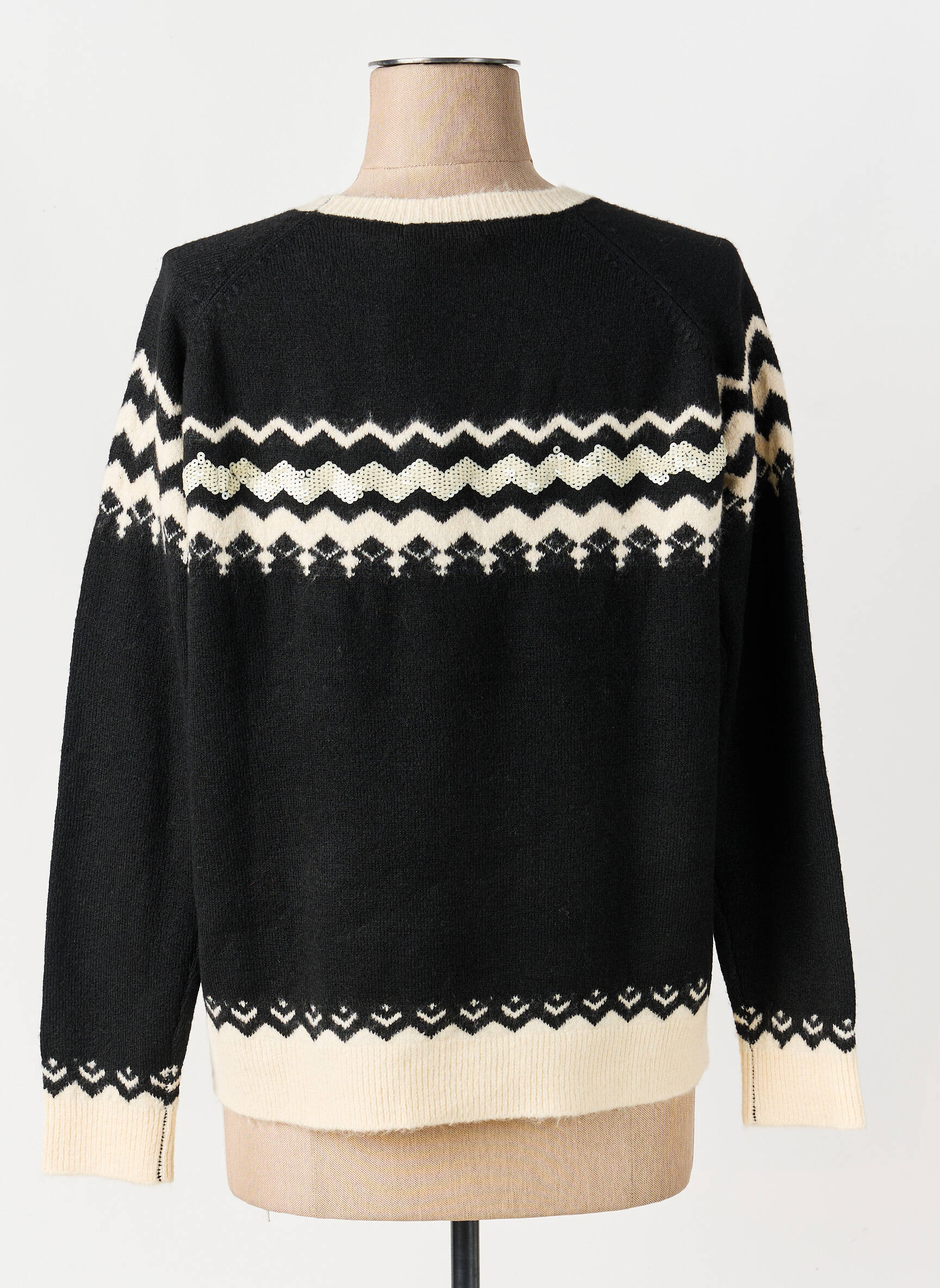 Pull coupe droite manches longues noir ARTIGLI femme