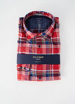 Chemise manches longues coupe droite rouge OLYMP homme