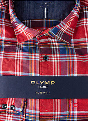 Chemise manches longues coupe droite rouge OLYMP homme
