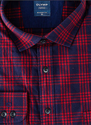 Chemise manches longues coupe droite rouge OLYMP homme