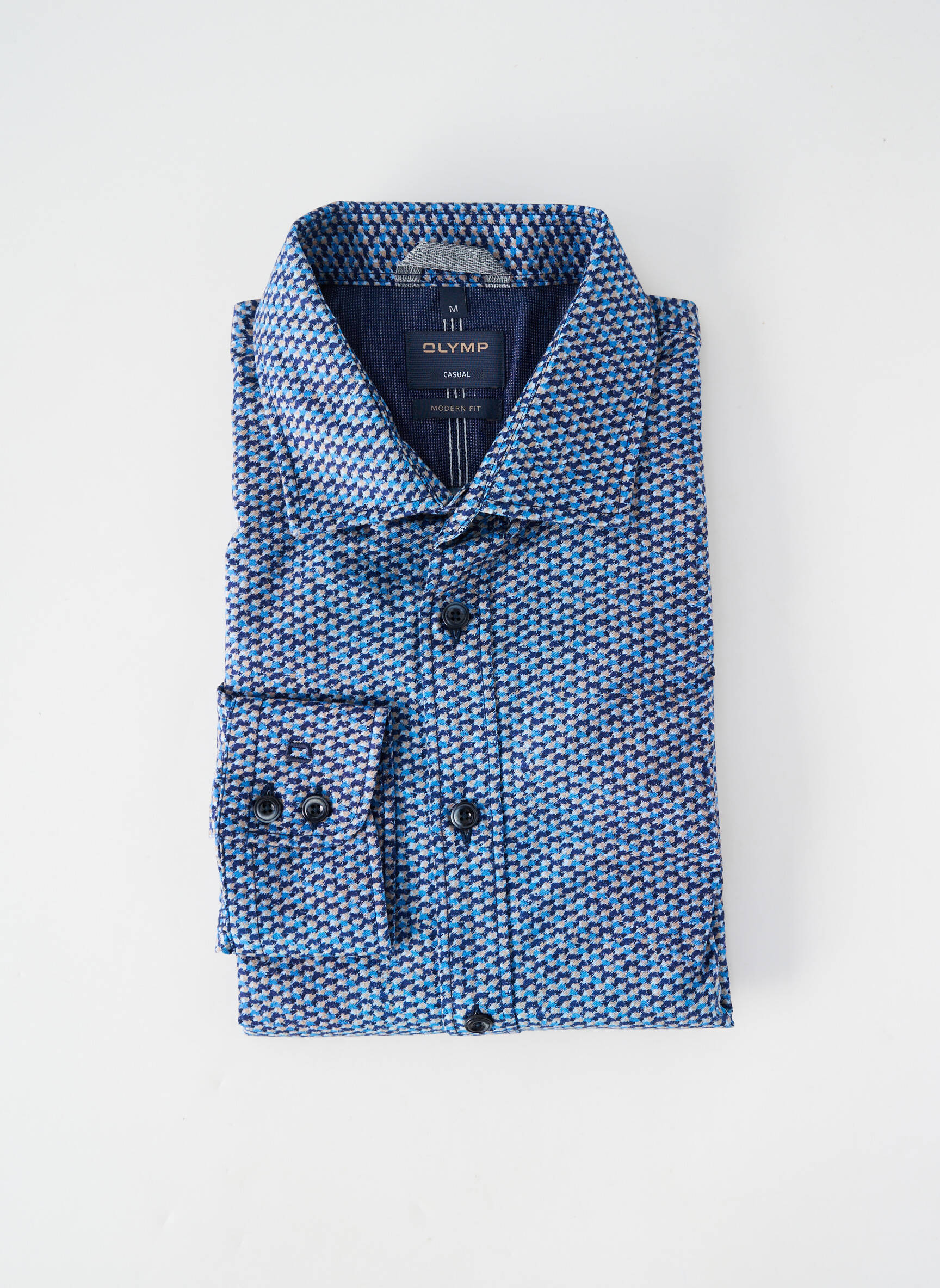 Chemise manches longues imprimé fantaisie bleu OLYMP homme