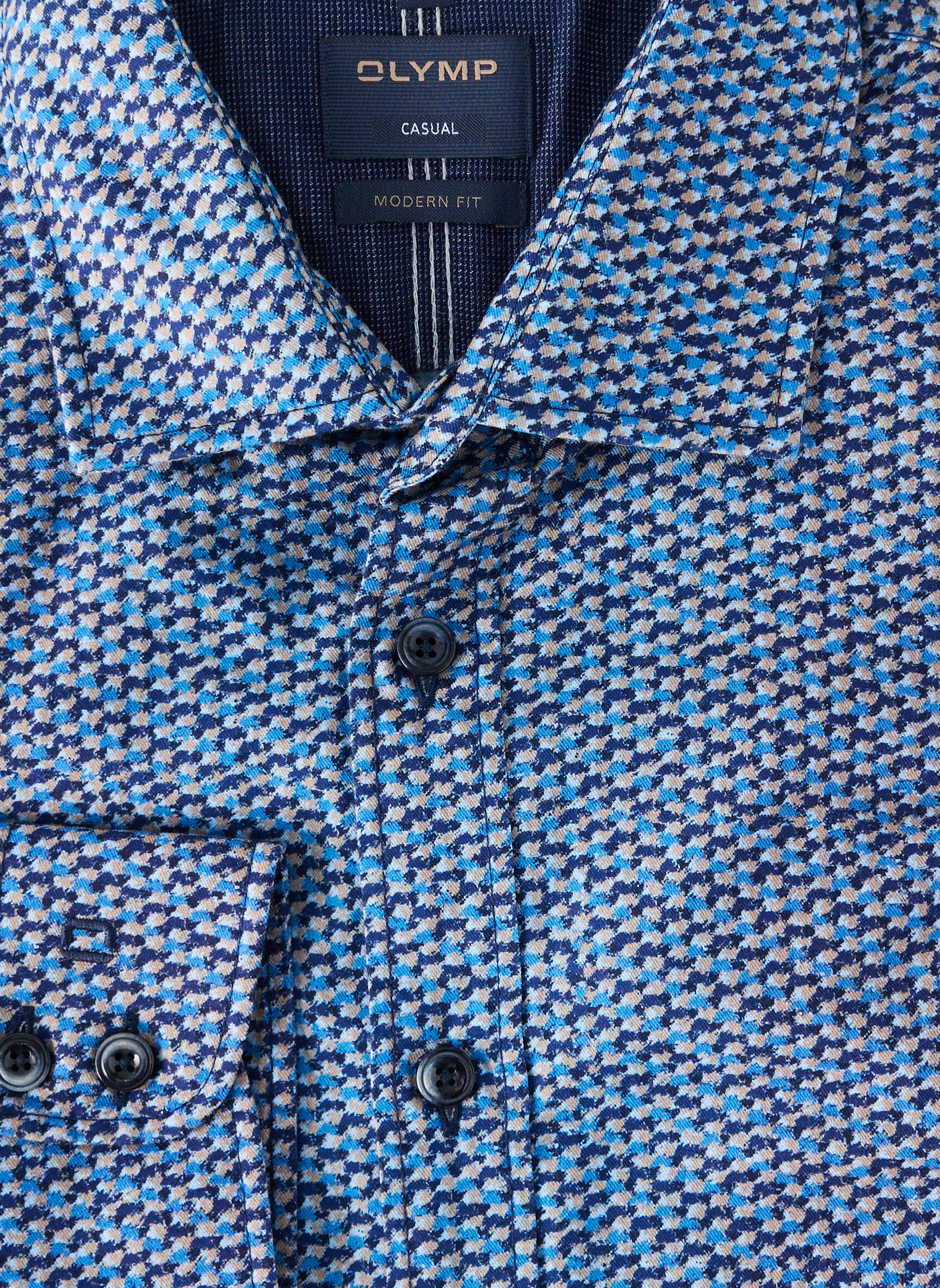 Chemise manches longues imprimé fantaisie bleu OLYMP homme