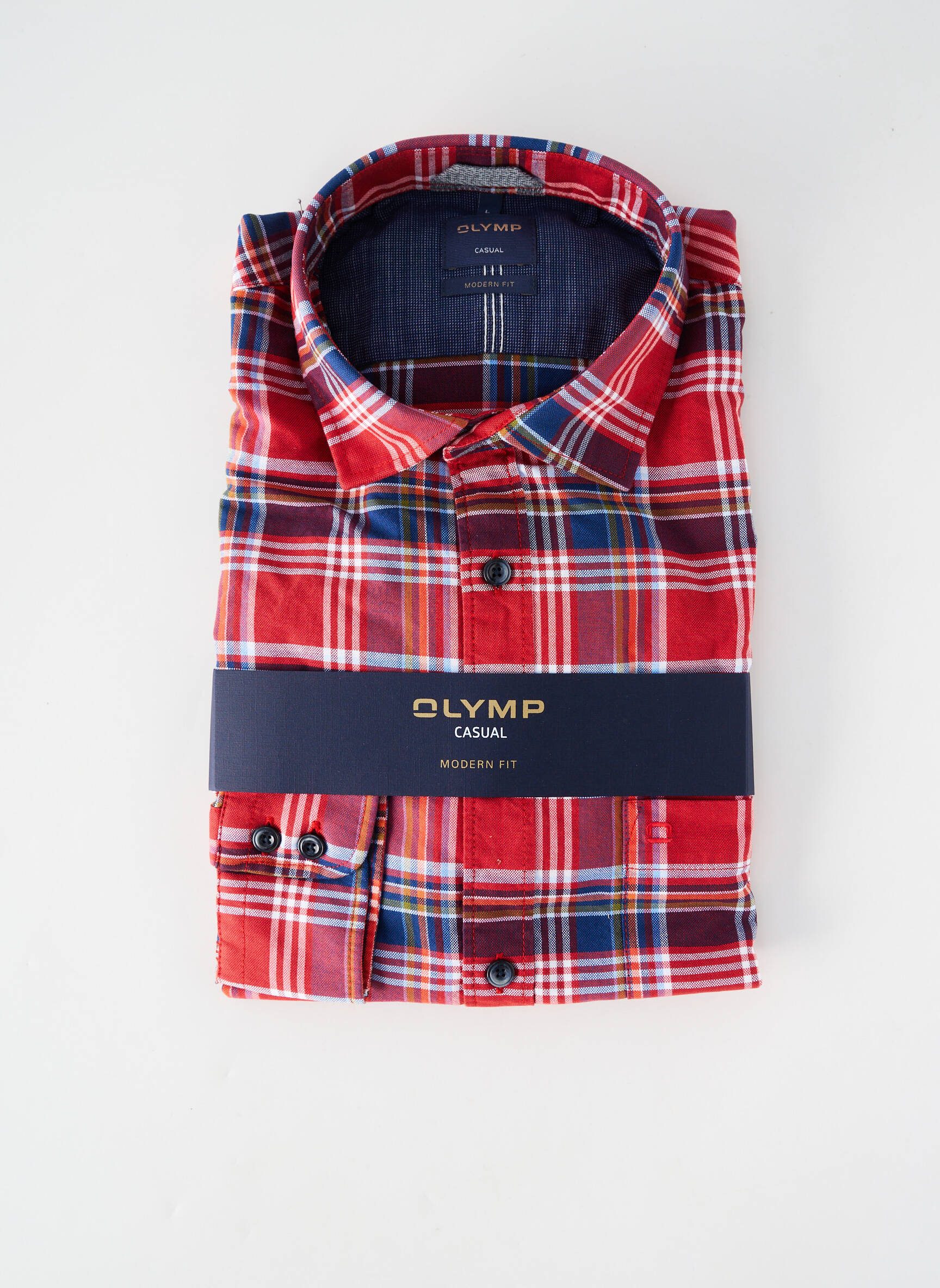 Chemise manches longues coupe droite rouge OLYMP homme