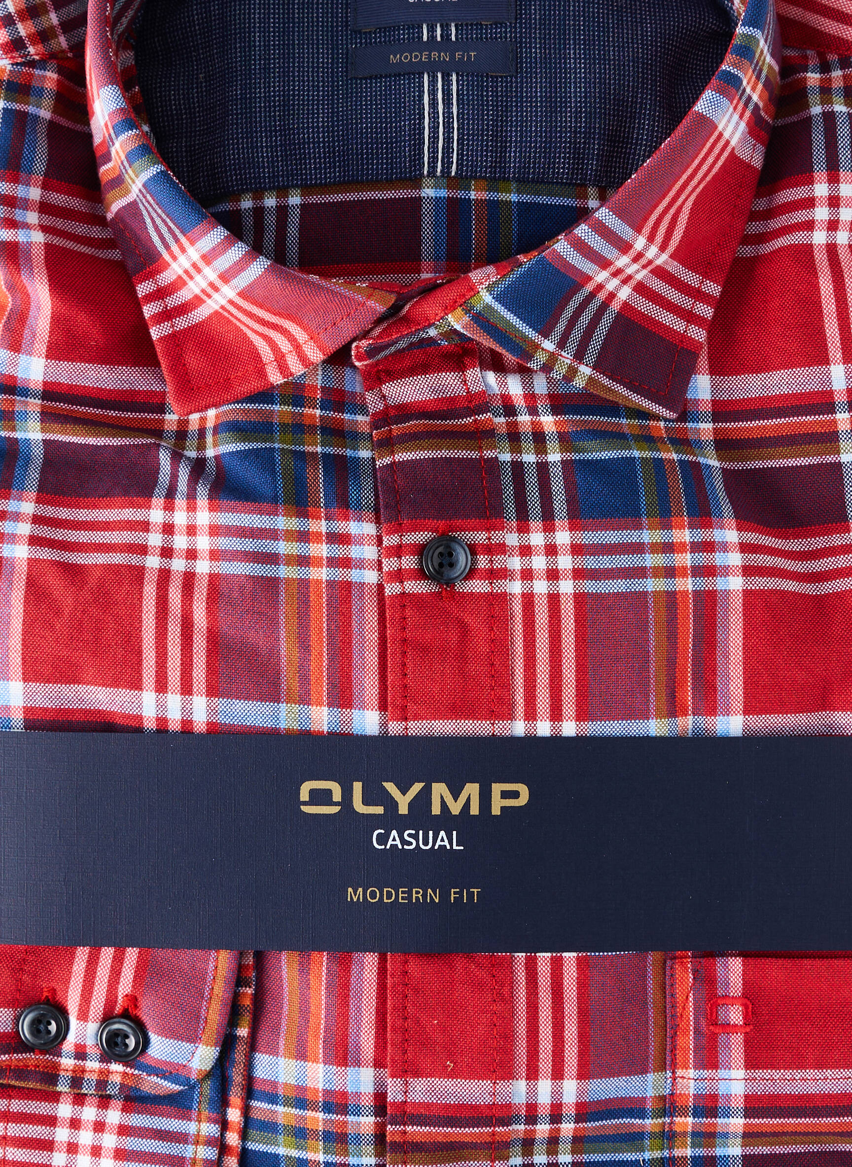 Chemise manches longues coupe droite rouge OLYMP homme