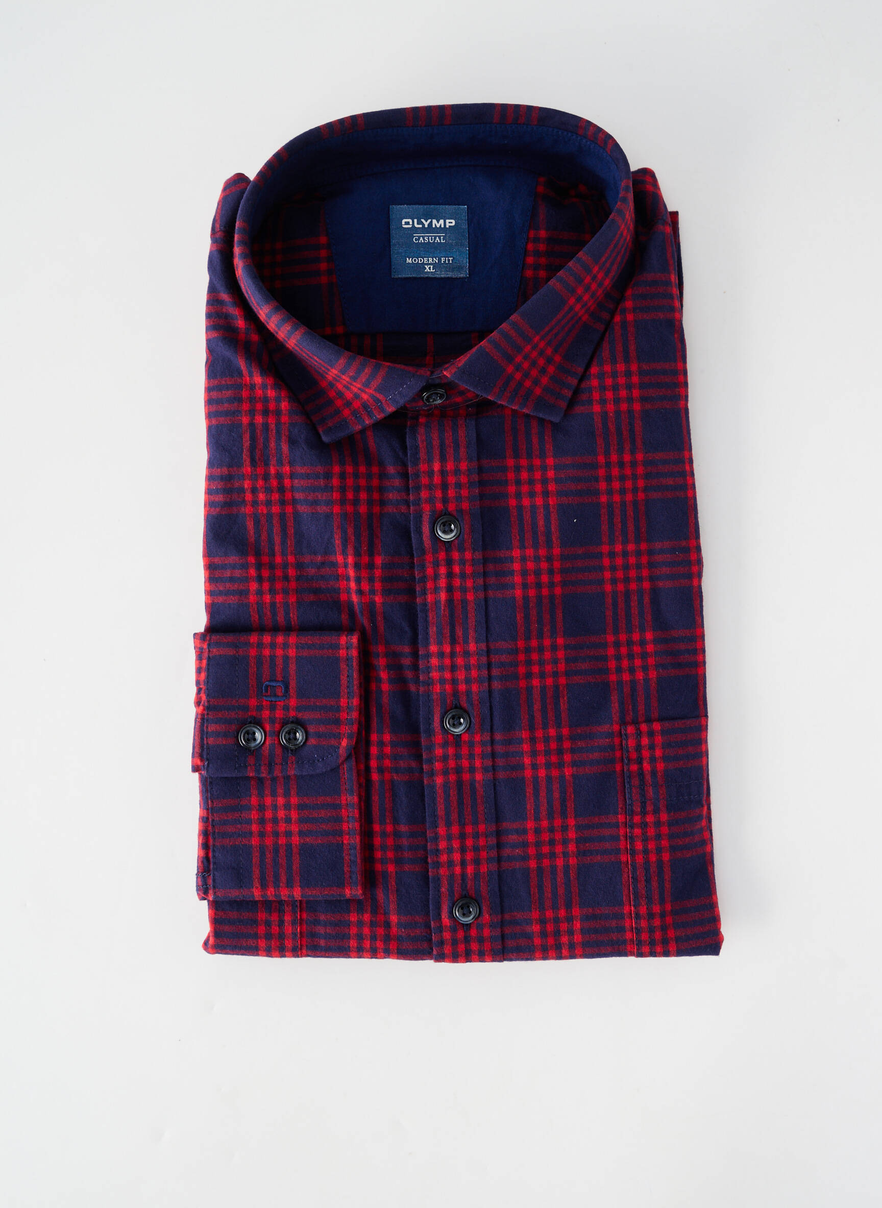Chemise manches longues coupe droite rouge OLYMP homme