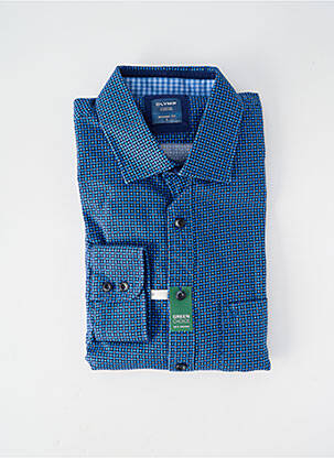 Chemise manches longues poches bleu OLYMP homme