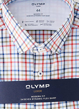 Chemise manches courtes imprimé carreaux blanc OLYMP homme