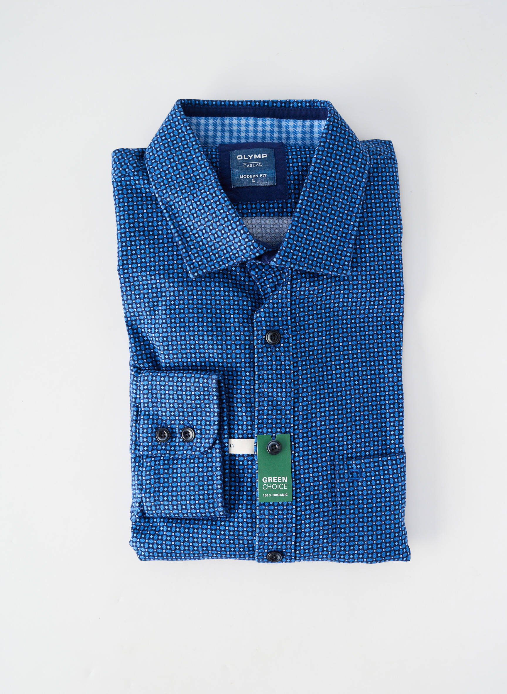 Chemise manches longues poches bleu OLYMP homme
