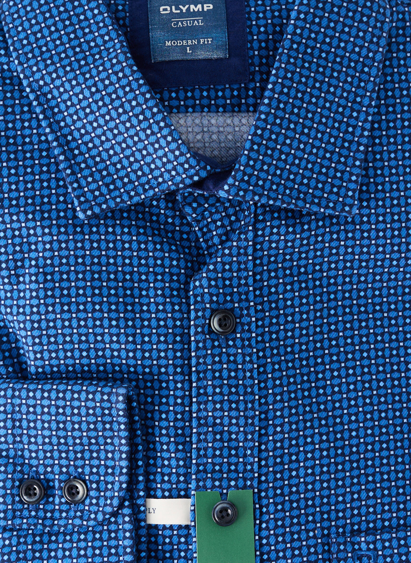 Chemise manches longues poches bleu OLYMP homme