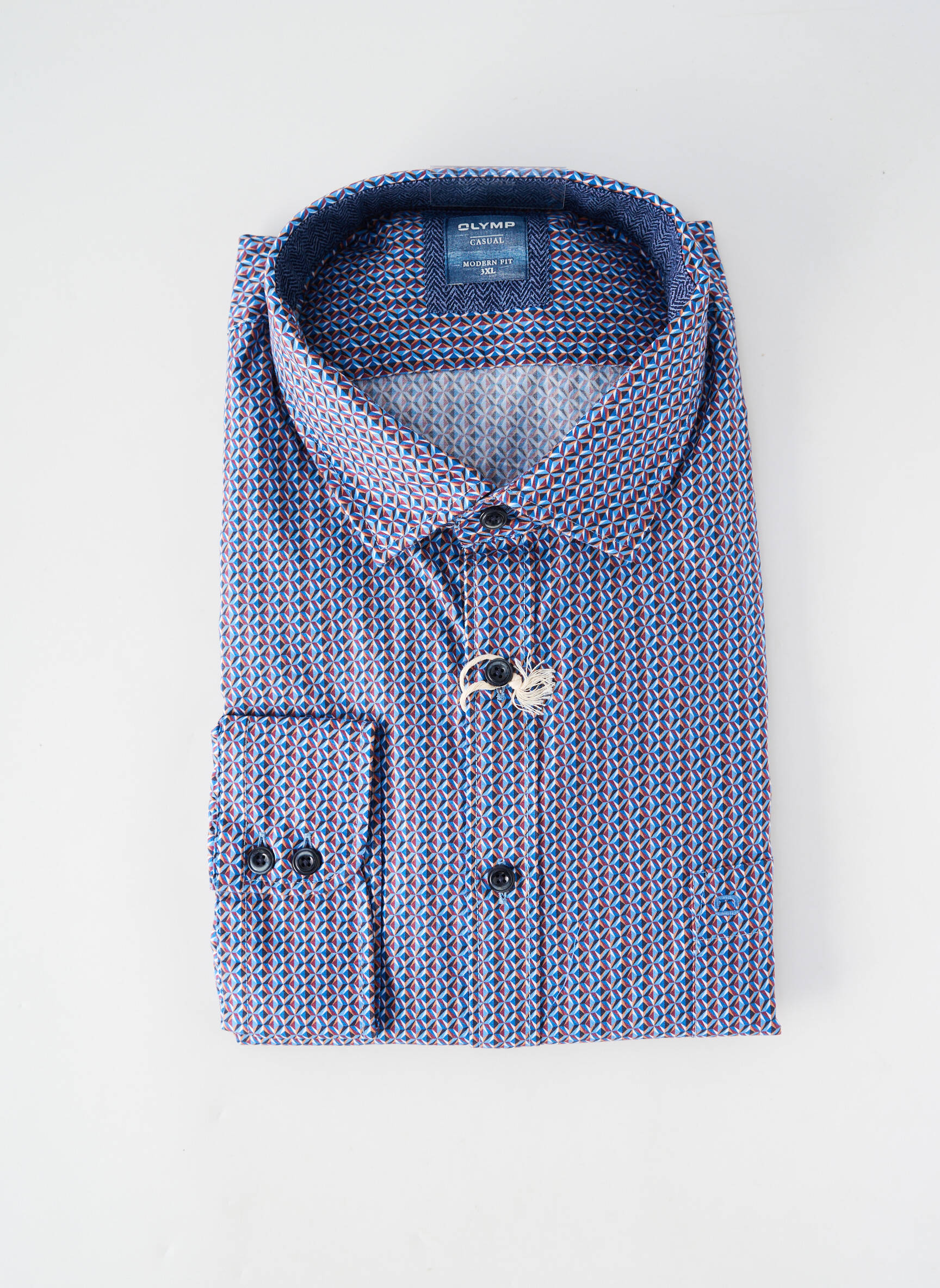 Chemise manches longues poches bleu OLYMP homme