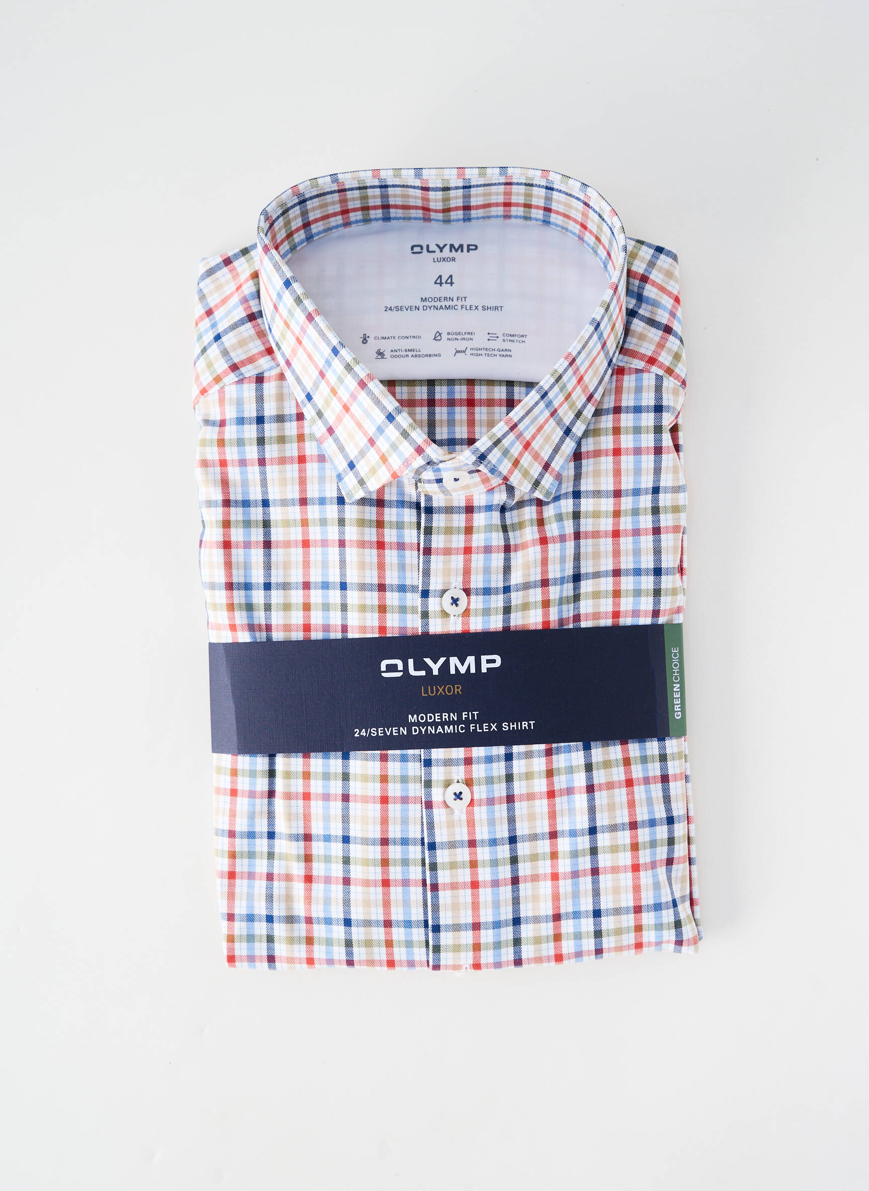 Chemise manches courtes imprimé carreaux blanc OLYMP homme