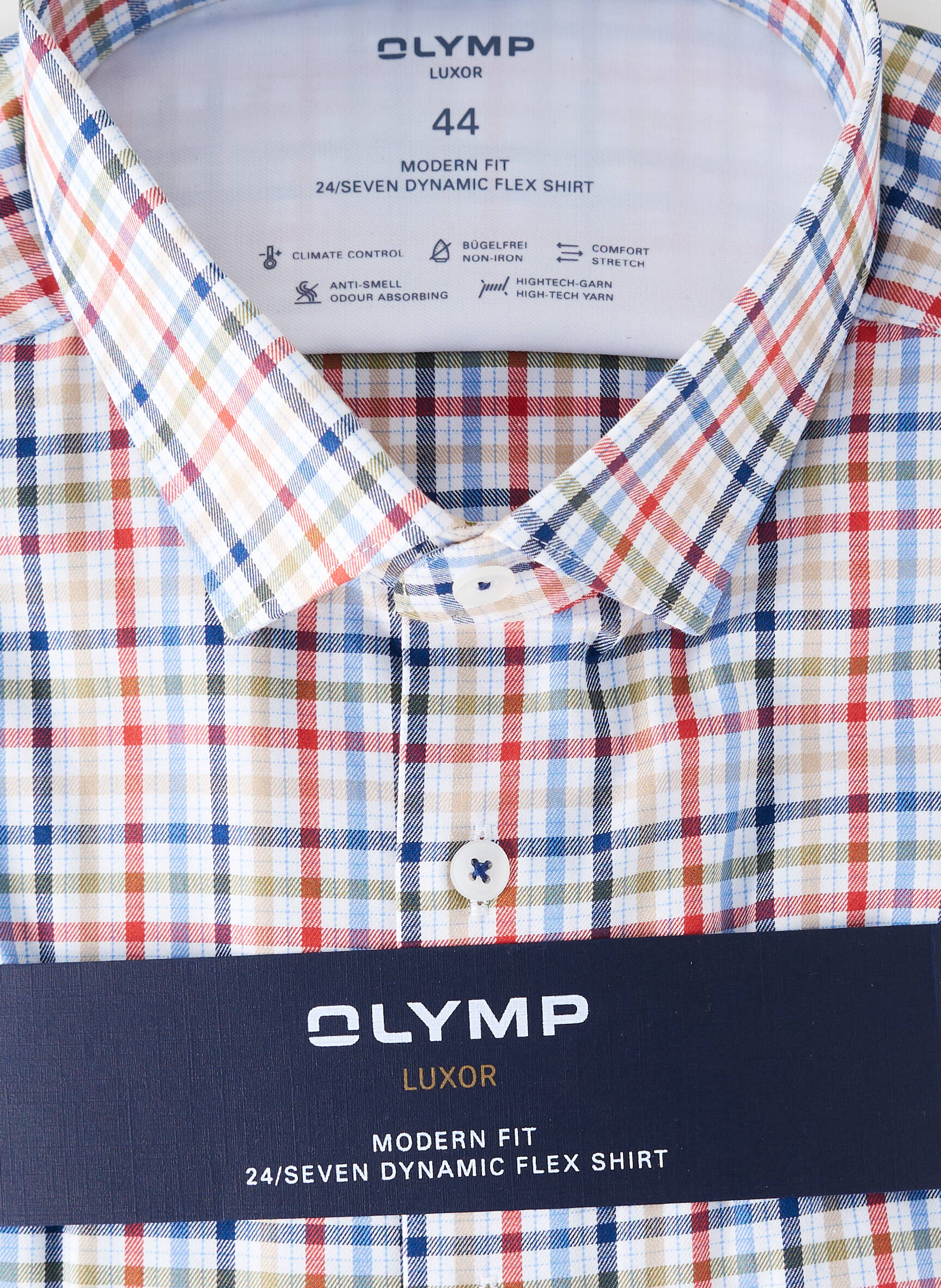 Chemise manches courtes imprimé carreaux blanc OLYMP homme