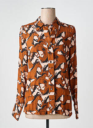 Chemisier tissage crêpe manches longues marron LA PETITE FRANCAISE femme