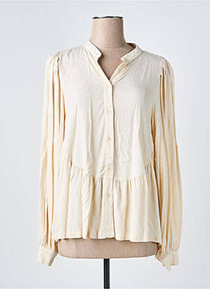 Chemisier tissage crêpe manches longues beige NÜ femme