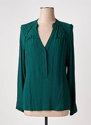 Blouse poignets boutonnés avec fente manches longues vert LA PETITE FRANCAISE femme