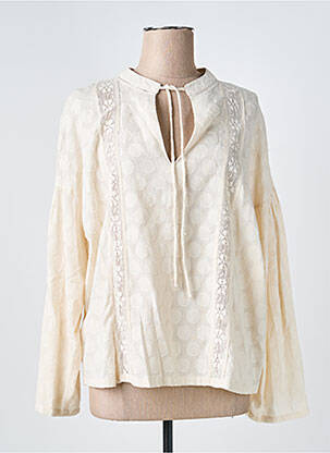 Blouse légère et transparente manches longues beige BELAIR femme
