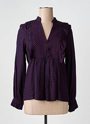 Blouse poignets boutonnés avec fente manches longues bleu LA PETITE FRANCAISE femme