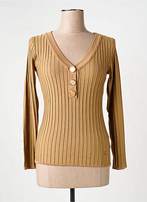 Pull col v manches longues beige ARTIGLI femme