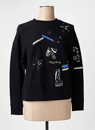 Sweat-shirt broderie manches longues noir SISLEY femme