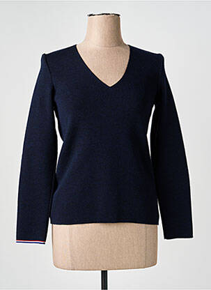Pull coupe cintrée manches longues bleu BERTHE AUX GRANDS PIEDS femme